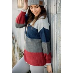 Knit Color Blocked Sweater -Women's Clothing Store BB 2987 504cf118 efa2 4aa9 a127 84cbbd6715e9