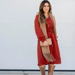 Cinch Accented Long Sleeve Dress -Women's Clothing Store BB 2989