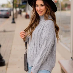 Turtle Neck Scalloped Bottom Sweater -Women's Clothing Store BB 2993 Copy 480608