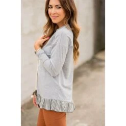 Striped Ruffle Bottom Long Sleeve Tee -Women's Clothing Store BB 2993 31baae68 a466 4a47 ba4d 0f450fc9ac34