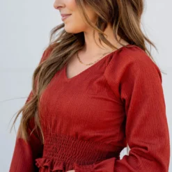 Cinch Accented Long Sleeve Dress -Women's Clothing Store BB 2996 80403bc5 009b 4d5f 9a33 3072d4da7b84