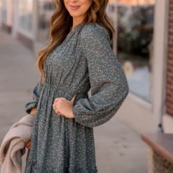 Splattered Long Sleeve Cinched Dress -Women's Clothing Store BB 3008 f742b39e 93ef 46eb 9982 b40a67ff6eb8 613626