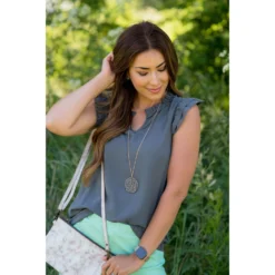 V-Neck Ruffle Tank 26 V-Neck Ruffle Tank -Women's Clothing Store BB 3009 75db8ac8 32e0 40e6 95fd 19d5d1051958