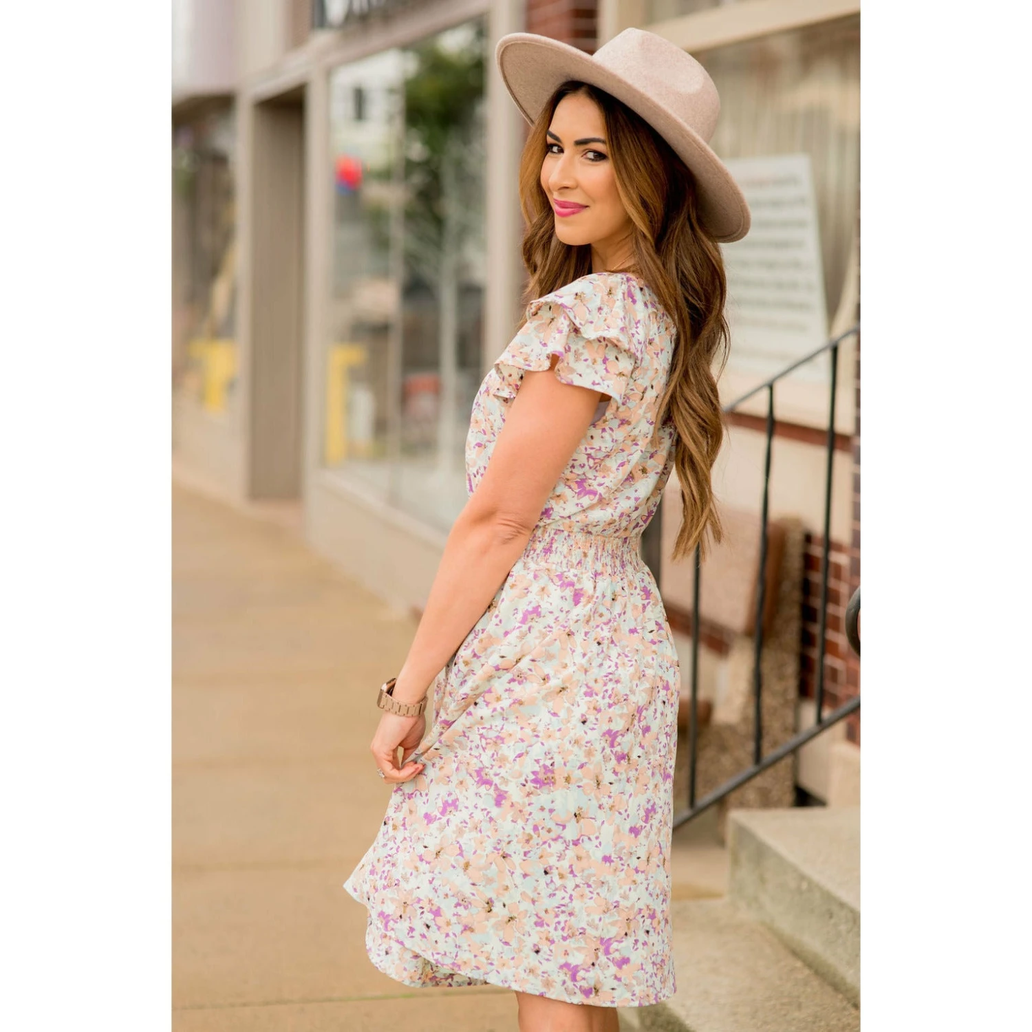Watercolor Floral Flutter Sleeve Dress 7 Watercolor Floral Flutter Sleeve Dress - Image 7