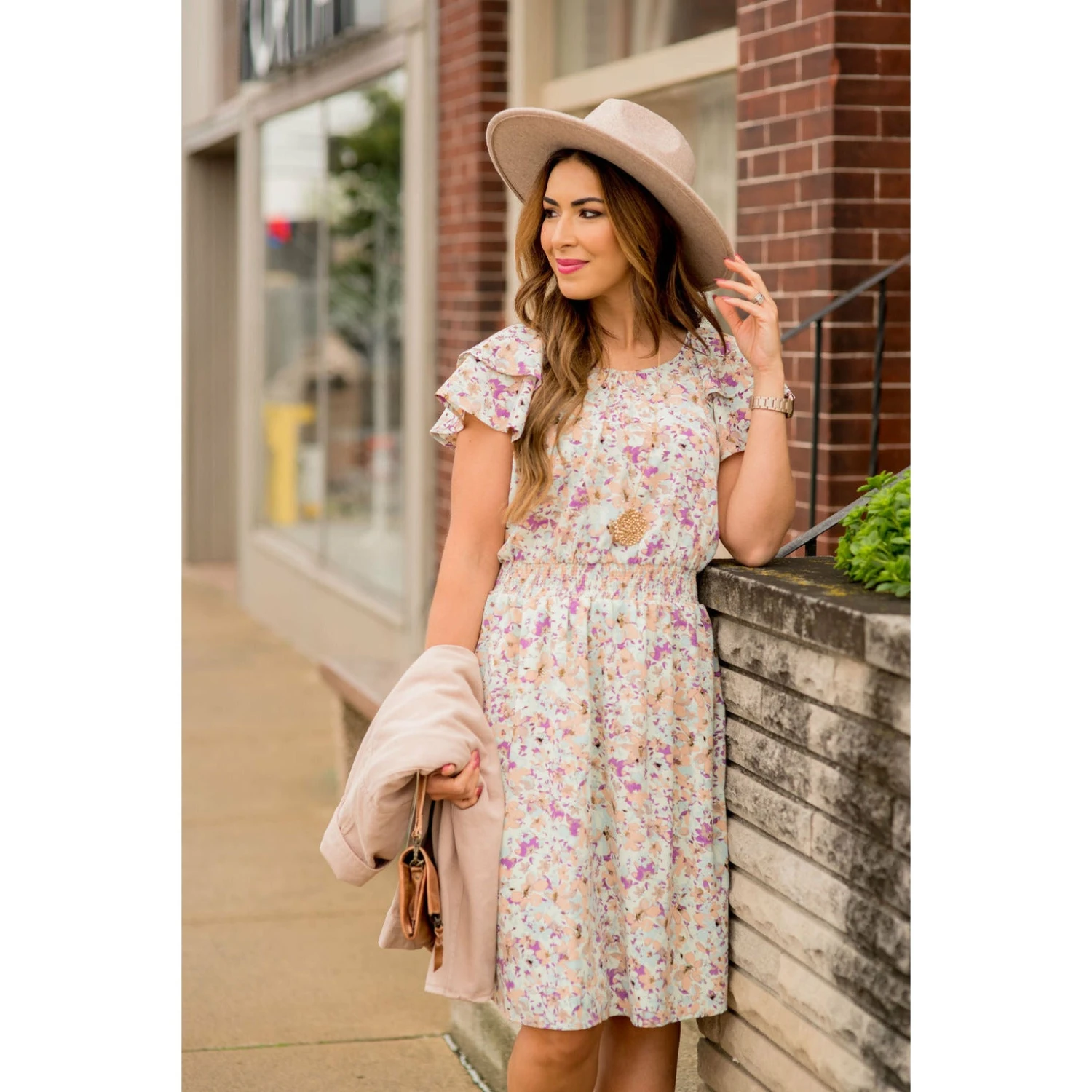 Watercolor Floral Flutter Sleeve Dress 1 Watercolor Floral Flutter Sleeve Dress