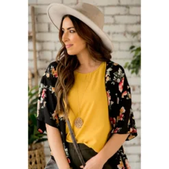 Black Floral Lightweight Kimono -Women's Clothing Store BB 3060 5ab177e9 78bf 4021 a6d0 842bdfc7b397