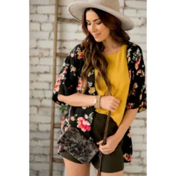 Black Floral Lightweight Kimono -Women's Clothing Store BB 3061 3162236d 6ac8 4dae 91f2 30b02cbdca60