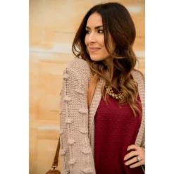 Knitted Detailed Sleeve Cardigan -Women's Clothing Store BB 3068