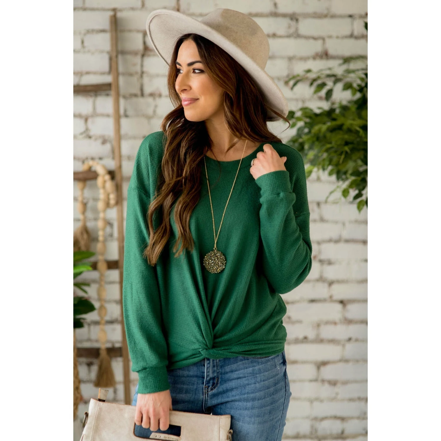 Thermal Tie Front Long Sleeve Tee 4 Thermal Tie Front Long Sleeve Tee - Image 4