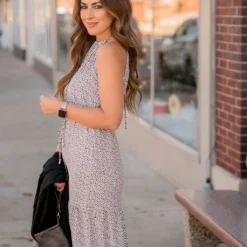 Spotted Cinched Halter Dress