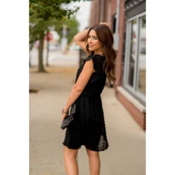 Textured Dot Cinched Waist Flutter Dress -Women's Clothing Store BB 3141 2e833d26 aa5f 4eb5 b086 427c541b76fb