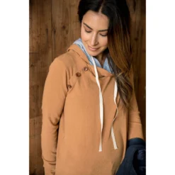 French Terry Side Button Double Hoodie -Women's Clothing Store BB 3163 1