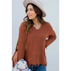 Distressed Sweater -Women's Clothing Store BB 3167 5222462e 1b6d 43a0 a892 ef5ed63711ae