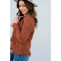 Distressed Sweater -Women's Clothing Store BB 3169 9589630b 2c4c 4fdd 8cd6 2ae21d3b0e31