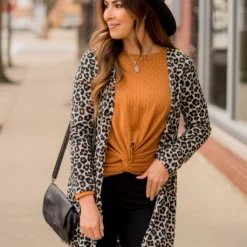 Basic Leopard Tunic Cardigan