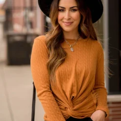 Vertical Textured Knot Front Tee