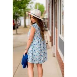 Mixed Sketched Floral Flutter Trim Dress -Women's Clothing Store BB 3192 2b970201 d049 4d24 b3da c35c1d9cc274 211155