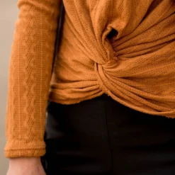 Vertical Textured Knot Front Tee -Women's Clothing Store BB 3197 609952