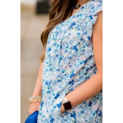 Mixed Sketched Floral Flutter Trim Dress -Women's Clothing Store BB 3200 95830b70 447e 4e33 8c6c 9eda3b3d6daf 954397