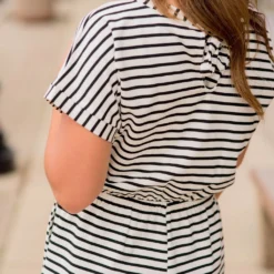 Striped Tie Romper -Women's Clothing Store BB 3214 62bcd07b 89dc 4be4 beaa 7ec02d90af71 748682