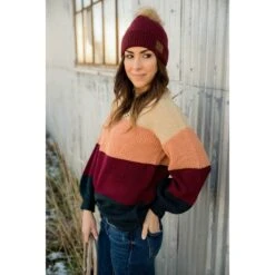 Knit Color Blocked Sweater -Women's Clothing Store BB 3225 884aa233 49a2 4de6 9260 088a55cb4972