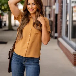 Classic High Low Button Up Blouse -Women's Clothing Store BB 3225 eff92ece 3246 4151 a79e bffafc4059a1 528019