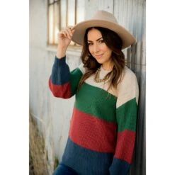 Knit Color Blocked Sweater -Women's Clothing Store BB 3231 4ccf0902 177e 4c09 94ce 979f320b7965