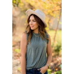 Textured Dot Ruffle Shoulder Tank -Women's Clothing Store BB 3264 cc1ad852 969f 442e 9ff9 6be8304c3449