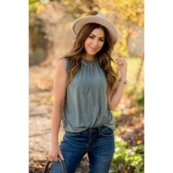 Textured Dot Ruffle Shoulder Tank -Women's Clothing Store BB 3266 0ffdc778 4a0d 4e20 93ae f9e6c91463cd