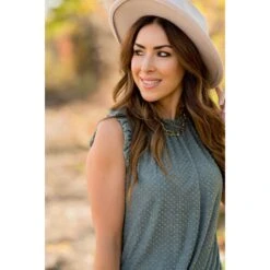 Textured Dot Ruffle Shoulder Tank -Women's Clothing Store BB 3272 c0e8a49f 8bb0 431e 9408 c175711ab347