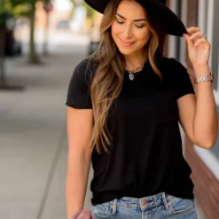 Betsey's Basic Pocket Tee -Women's Clothing Store BB 3273 934d5801 77c6 4873 ad86 b7dce0e68936 581128