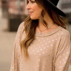Polka Dot Shine Basic Long Tee -Women's Clothing Store BB 3286 771954