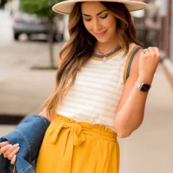 Double Trimmed Striped Tank 23 Double Trimmed Striped Tank -Women's Clothing Store BB 3293 105474