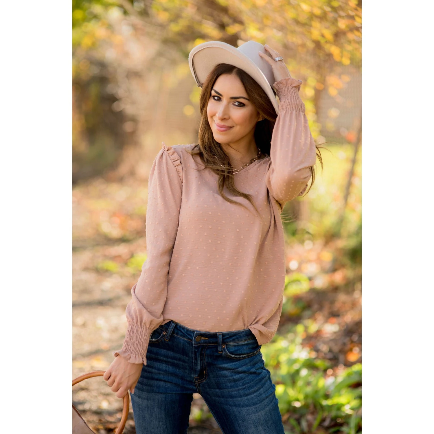 Swiss Dotted Ruffle Shoulder Blouse 1 Swiss Dotted Ruffle Shoulder Blouse