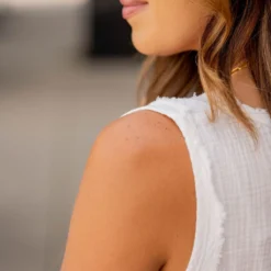 Gauze Raw Stitched V Tank -Women's Clothing Store BB 3301 ba2e11f0 2a51 4495 800f 6adccc611000 506406