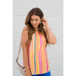 Multi Colored Vertical Striped Tank Top -Women's Clothing Store BB 3322 1b5c0ad3 e27b 4b75 9545 b0d400729277