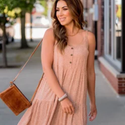 Textured Speckled Tiered Tank Dress