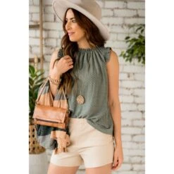 Textured Dot Ruffle Shoulder Tank -Women's Clothing Store BB 3326 fe06d8ce e52c 493b b6bb 3125da6b9cca