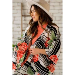 Multi Striped Floral Kimono -Women's Clothing Store BB 3328 b509919c 24af 4a2e 9a72 f63f8c61e48d