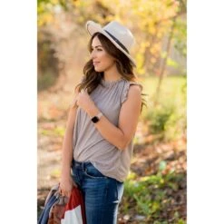 Textured Dot Ruffle Shoulder Tank -Women's Clothing Store BB 3332 9bbbb363 da08 4299 b509 43ec24860553