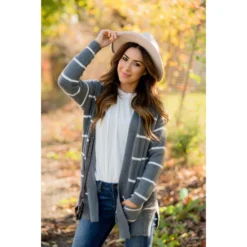 Striped Fuzzy Cardigan -Women's Clothing Store BB 3339 c52f450e 9ce1 4345 84f2 f4483f56b97b