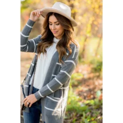 Striped Fuzzy Cardigan -Women's Clothing Store BB 3345 b8d6b49f e438 47ae a6bb 75e6bf939d29