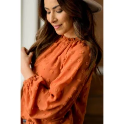 Textured Dot Cinched Neck Long Sleeve Blouse -Women's Clothing Store BB 3351 b66cfde7 c9a4 4823 8bca 8ca792a2e743