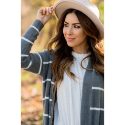 Striped Fuzzy Cardigan -Women's Clothing Store BB 3355 87c13684 690d 4fd0 b6f3 f9b702536460