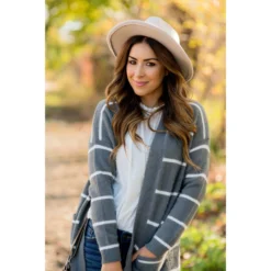 Striped Fuzzy Cardigan -Women's Clothing Store BB 3357 18582c46 68a3 4ace 8e28 0270f57ec352