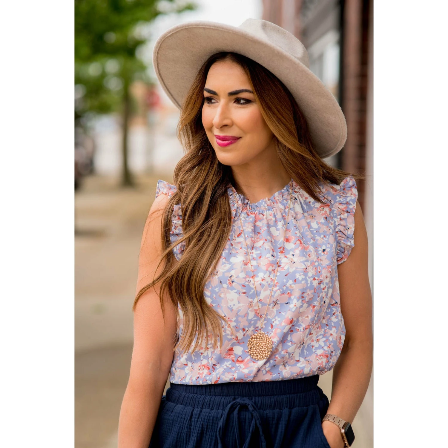 Watercolor Floral Ruffle Trim Tank 8 Watercolor Floral Ruffle Trim Tank - Image 8