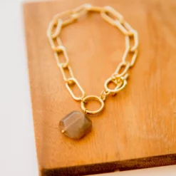 Natural Stone Accent Chain Bracelet -Women's Clothing Store BB 3367 848452