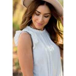 Textured Dot Ruffle Shoulder Tank -Women's Clothing Store BB 3373 5c79cb23 c6cf 4ac6 8cb6 2f796025eab9