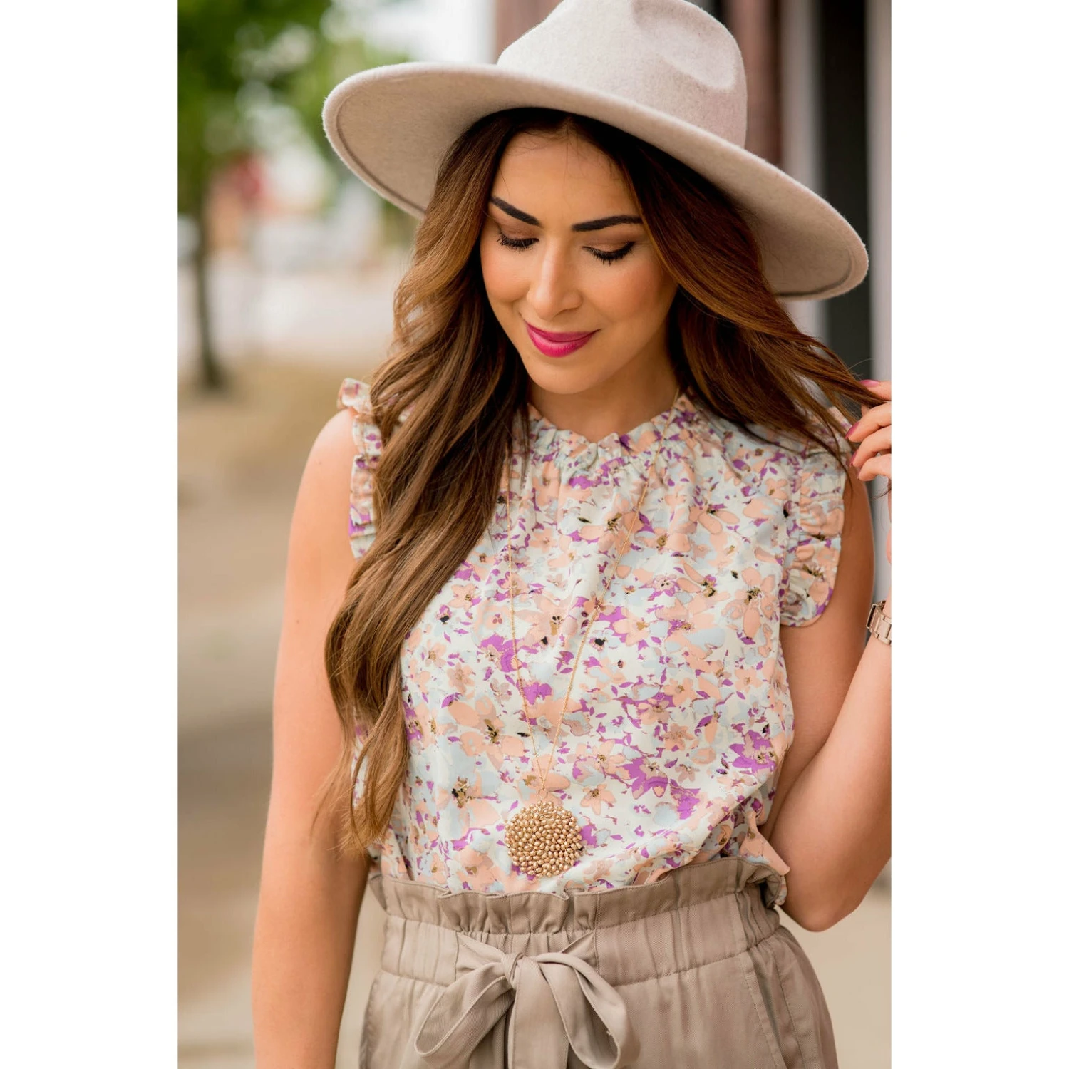 Watercolor Floral Ruffle Trim Tank 14 Watercolor Floral Ruffle Trim Tank - Image 14