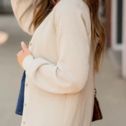 Waffle Button Accent Cardigan -Women's Clothing Store BB 3405 ce0dac4e 7404 4f01 9854 9842499a683b 672728